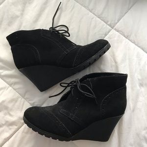 Wedge lace-up booties